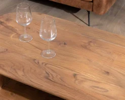 New Table de salon design arrondi vintage en acacia