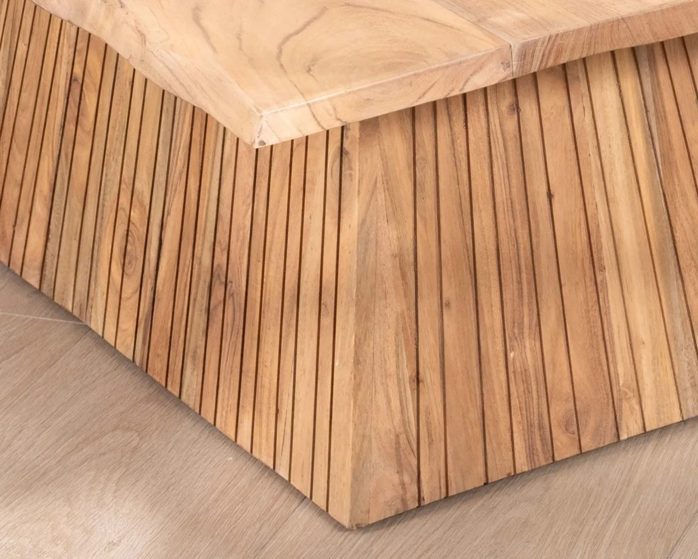 Outlet Table de salon design "Elki" en acacia avec pied central Table Basse Rectangulaire