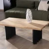 Discount Table de salon design en acacia naturel et pieds métal plissés "Audacio" Table Basse Rectangulaire