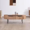 Clearance Table de salon ovale design newtro avec grand tiroir traversant "Bopee" Table Basse Ovale Ou Ronde