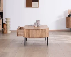 Clearance Table de salon ovale design newtro avec grand tiroir traversant