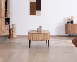 Clearance Table de salon ovale design newtro avec grand tiroir traversant