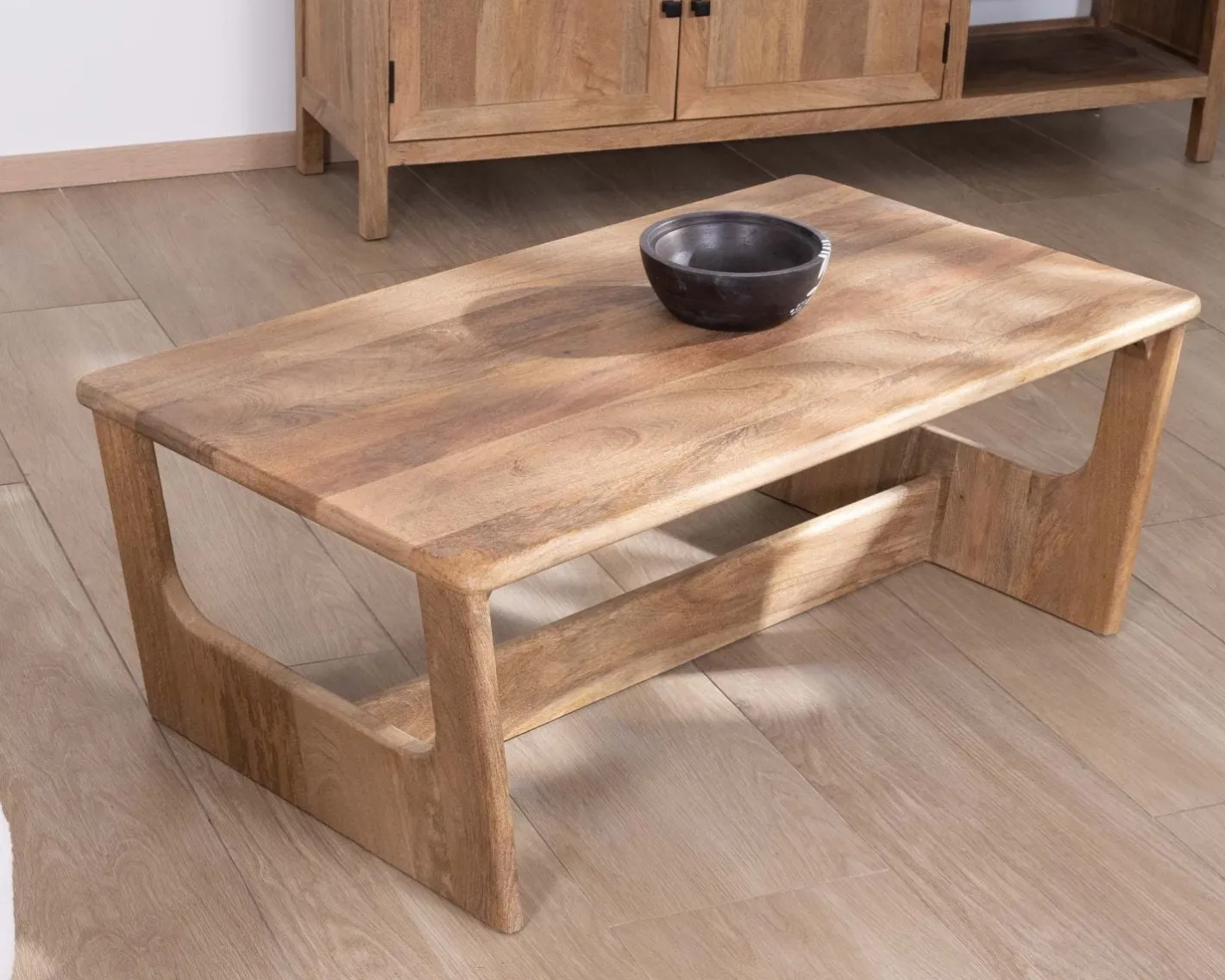 Clearance Table de salon épurée en manguier naturel "Maestro" 110 cm Table Basse Rectangulaire