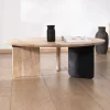 Online Table de salon ronde style épuré "Jappy" 1 pied noir Table Basse Ovale Ou Ronde