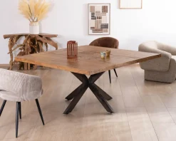 Clearance Table design carrée métal et bois massif 