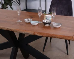 Clearance Table en acacia avec extensions 180-260cm "Alya" Table À Manger Rectangulaire