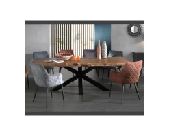 New Table en bois massif recyclé et pieds étoile en métal noir 200 cm "Valley" Table À Manger Rectangulaire
