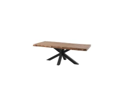 New Table en bois massif recyclé et pieds étoile en métal noir 200 cm "Valley" Table À Manger Rectangulaire