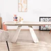 Discount Table extensible 160 à 240 cm rétro chic "Amarello" en pierre frittée et métal champagne Table À Manger Rectangulaire