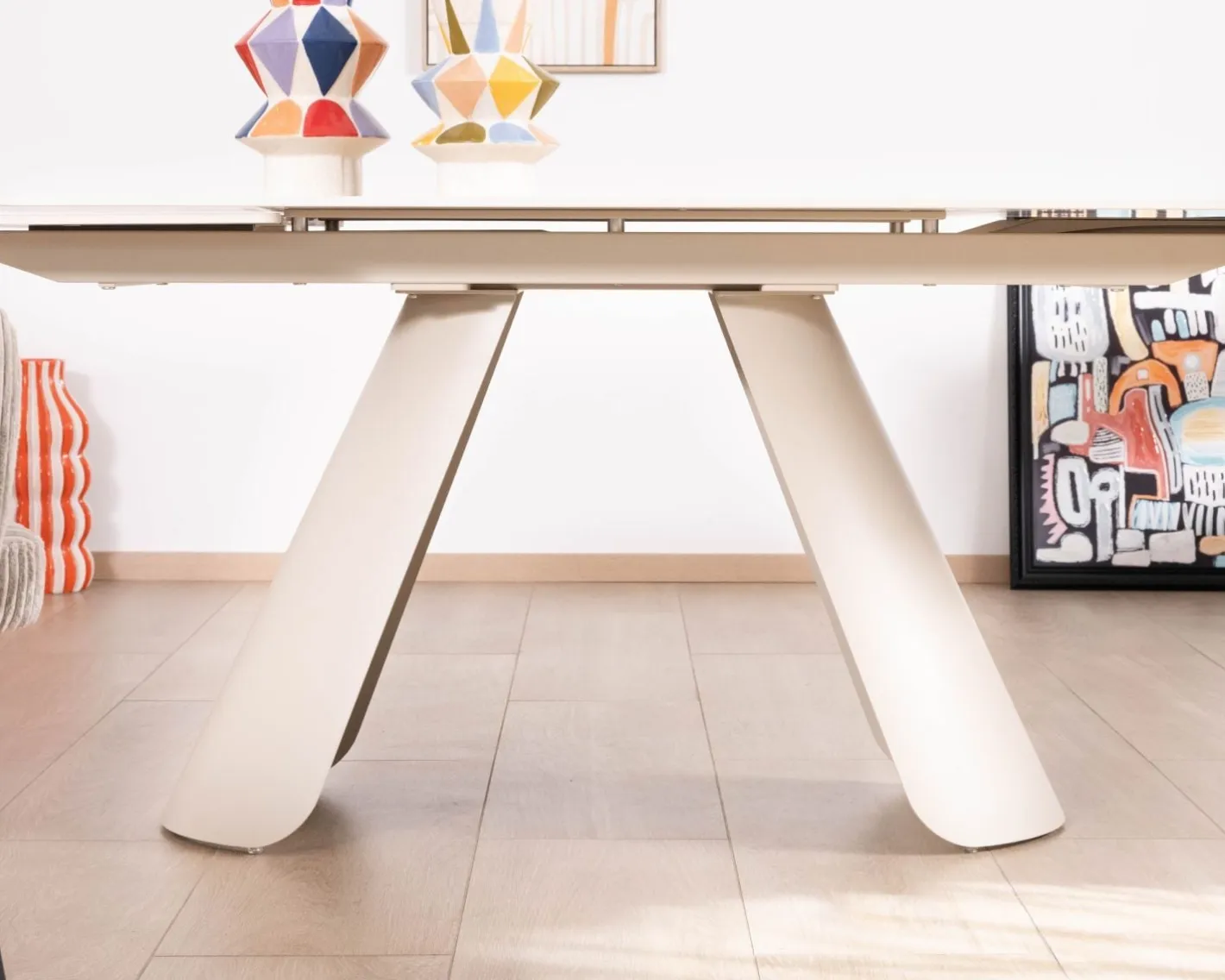 Discount Table extensible 160 à 240 cm rétro chic "Amarello" en pierre frittée et métal champagne Table À Manger Rectangulaire