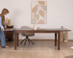 Discount Table extensible en manguier massif teinte noyer "Sicora" 180 à cm esprit zen Table À Manger Rectangulaire