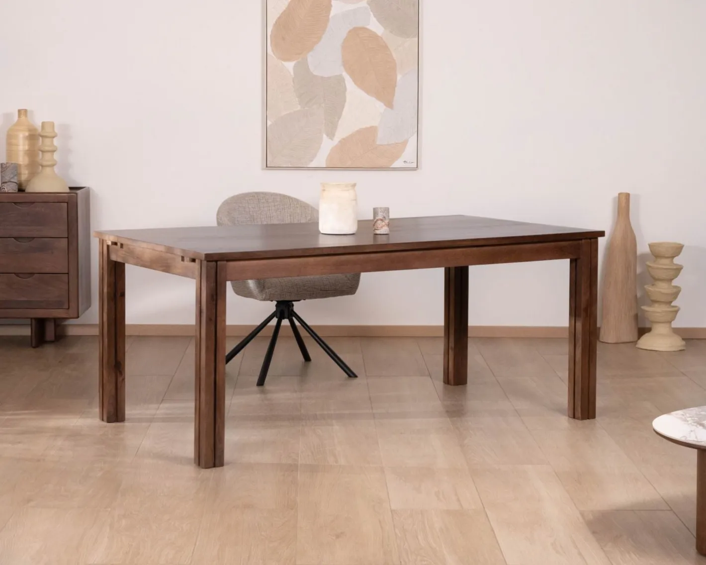Discount Table extensible en manguier massif teinte noyer "Sicora" 180 à cm esprit zen Table À Manger Rectangulaire