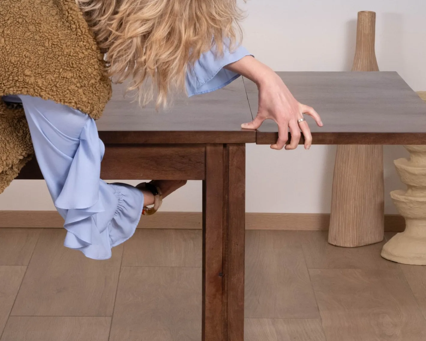 Discount Table extensible en manguier massif teinte noyer "Sicora" 180 à cm esprit zen Table À Manger Rectangulaire