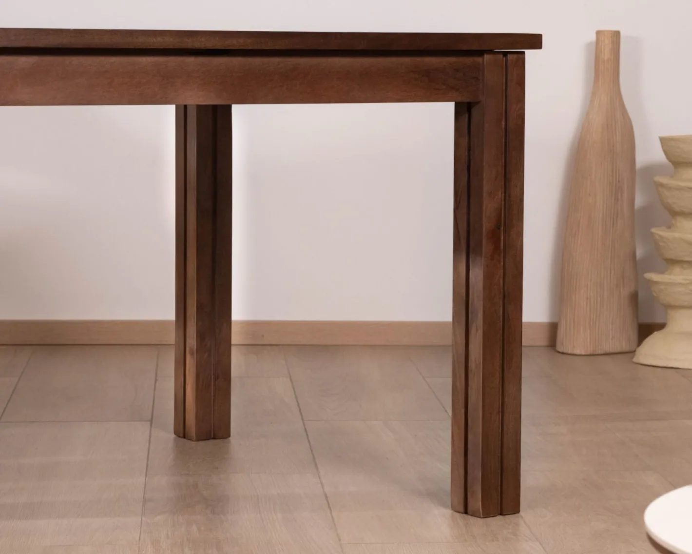 Discount Table extensible en manguier massif teinte noyer "Sicora" 180 à cm esprit zen Table À Manger Rectangulaire