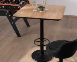 Outlet Table haute bistrot plateau carré acacia finition biseautée noire "Palaver Club" Table Haute Carrée