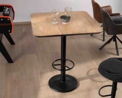 Outlet Table haute bistrot plateau carré acacia finition biseautée noire 