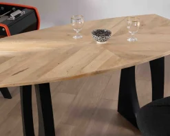 Discount Table haute en acacia 185 cm et pieds métal noir design 