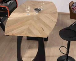 Discount Table haute en acacia 185 cm et pieds métal noir design 