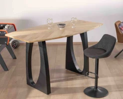 Discount Table haute en acacia 185 cm et pieds métal noir design 