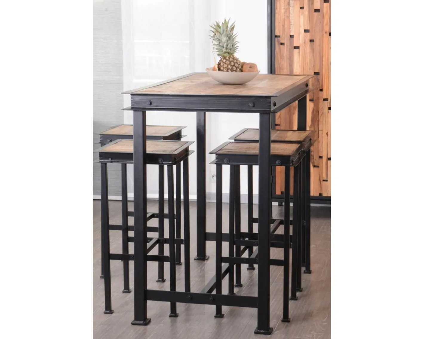 Best Table haute métal et bois 150x80cm "IPN" Table Haute Rectangulaire