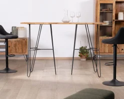 Online Table mange-debout épurée en acacia et pieds métal design