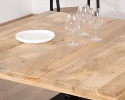 Outlet Table à manger carrée 140x140cm bois et métal industriel