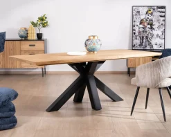 Clearance Table à manger en frêne massif et pied étoile métal noir