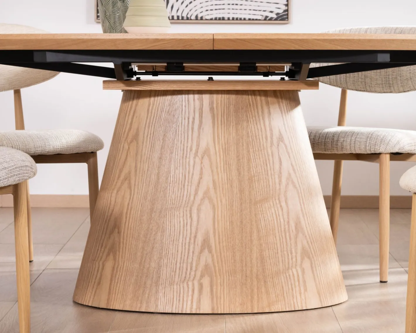 Best Table à manger ovale extensible 160-200 cm aspect chêne "Oria" style contemporain épuré Table À Manger Ronde Ou Ovale