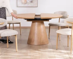 Discount Table à manger ronde 120 cm extensible 160 cm "Oria" style épuré aspect frêne Table À Manger Ronde Ou Ovale