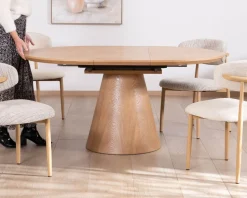 Discount Table à manger ronde 120 cm extensible 160 cm "Oria" style épuré aspect frêne Table À Manger Ronde Ou Ovale