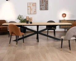 New Table rectangulaire manguier massif 200cm bords biseautés noirs et pieds métal 3D 
