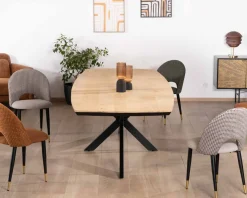 New Table rectangulaire manguier massif 200cm bords biseautés noirs et pieds métal 3D 
