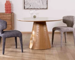 Discount Table ronde 120 cm plateau céramique blanc effet marbre 