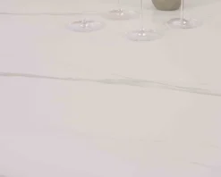 Discount Table ronde 120 cm plateau céramique blanc effet marbre 