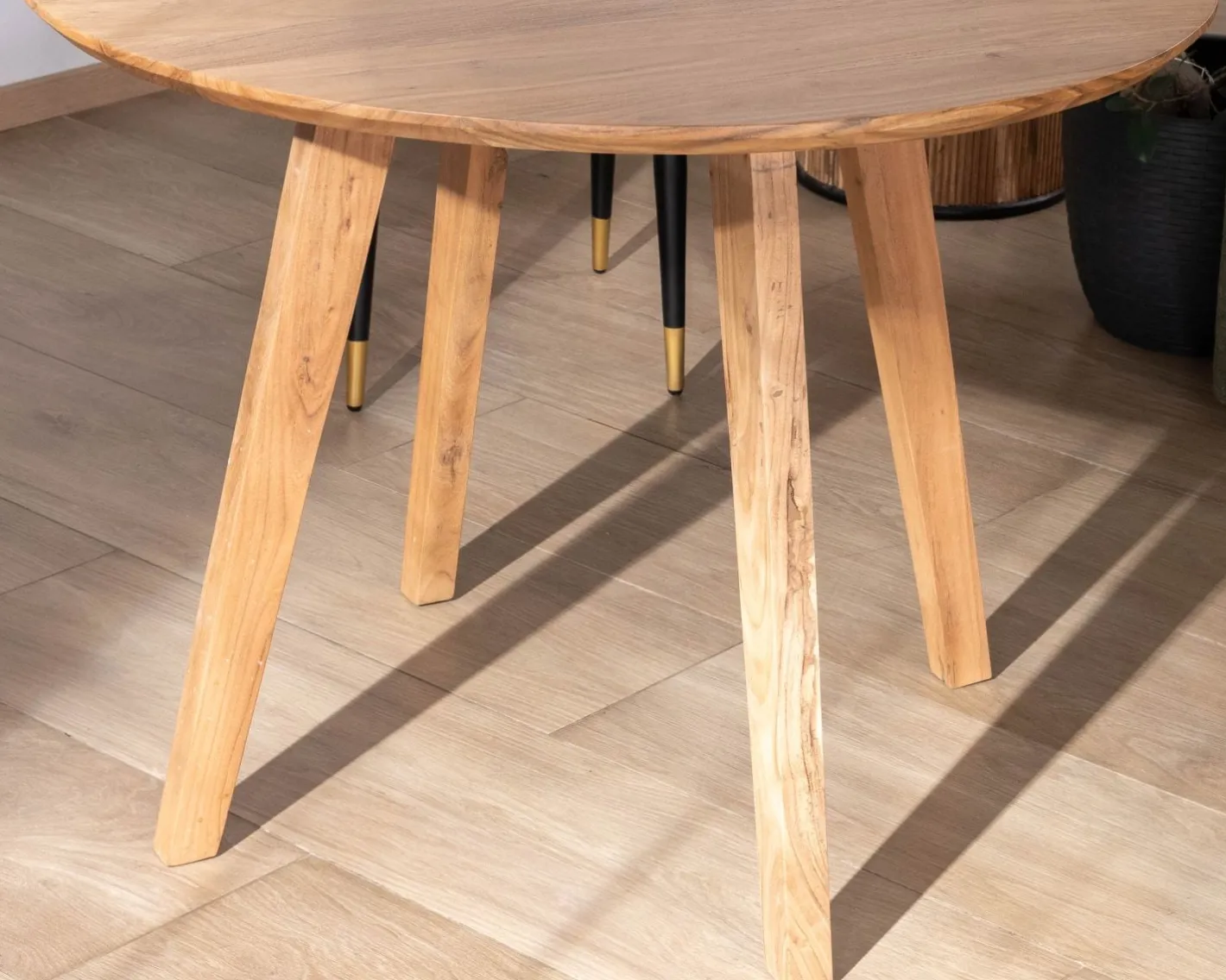Online Table ronde en acacia style rétro "Boomer" diamètre 100 cm Table À Manger Ronde Ou Ovale