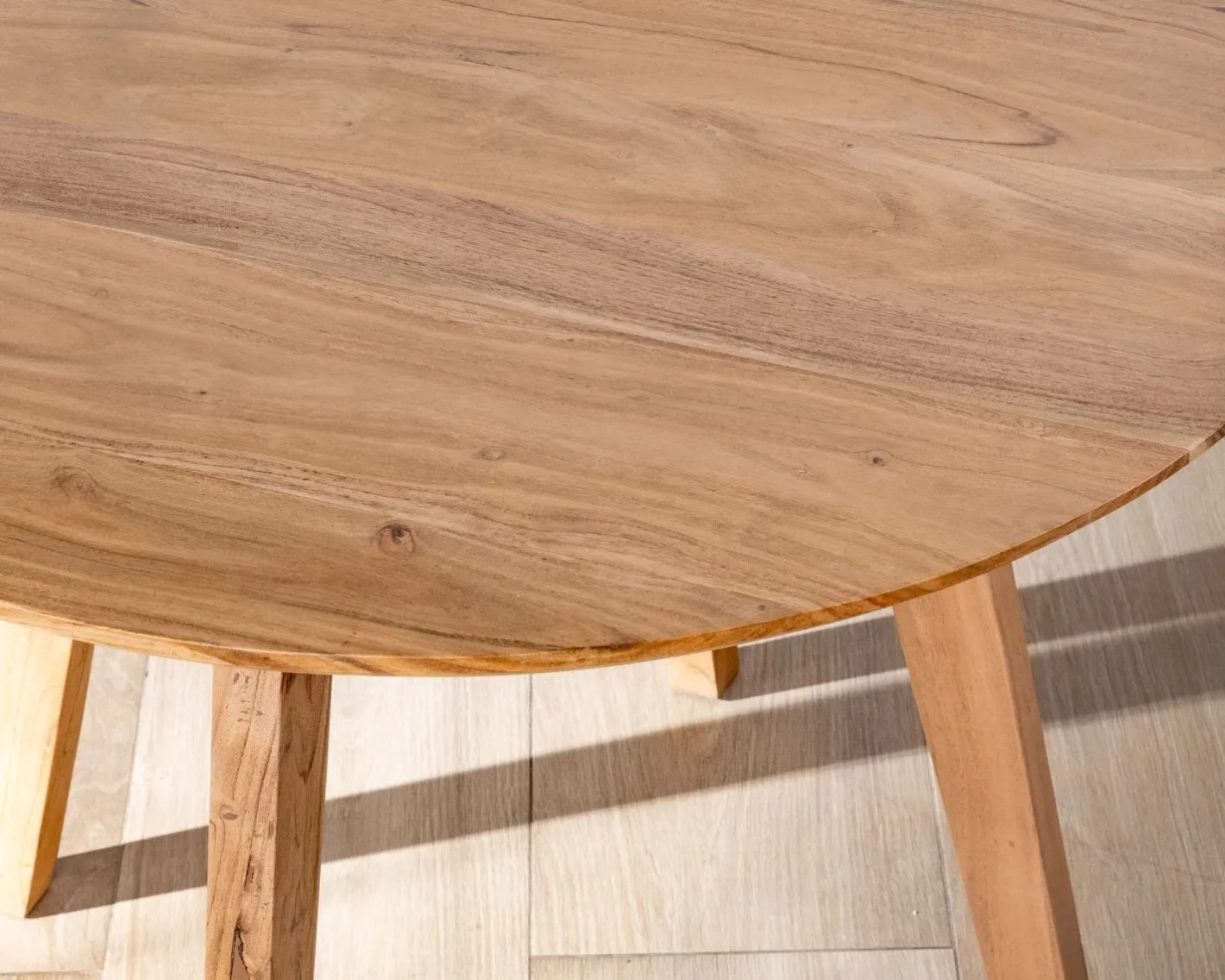 Online Table ronde en acacia style rétro "Boomer" diamètre 100 cm Table À Manger Ronde Ou Ovale