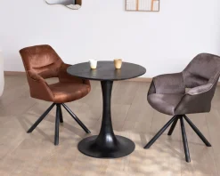 Clearance Table ronde esprit bistrot en manguier noir et pied tulipe 