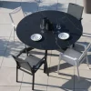 Online Table ronde noire en céramique et aluminium "Chinon" 160 cm Table À Manger Ronde Ou Ovale