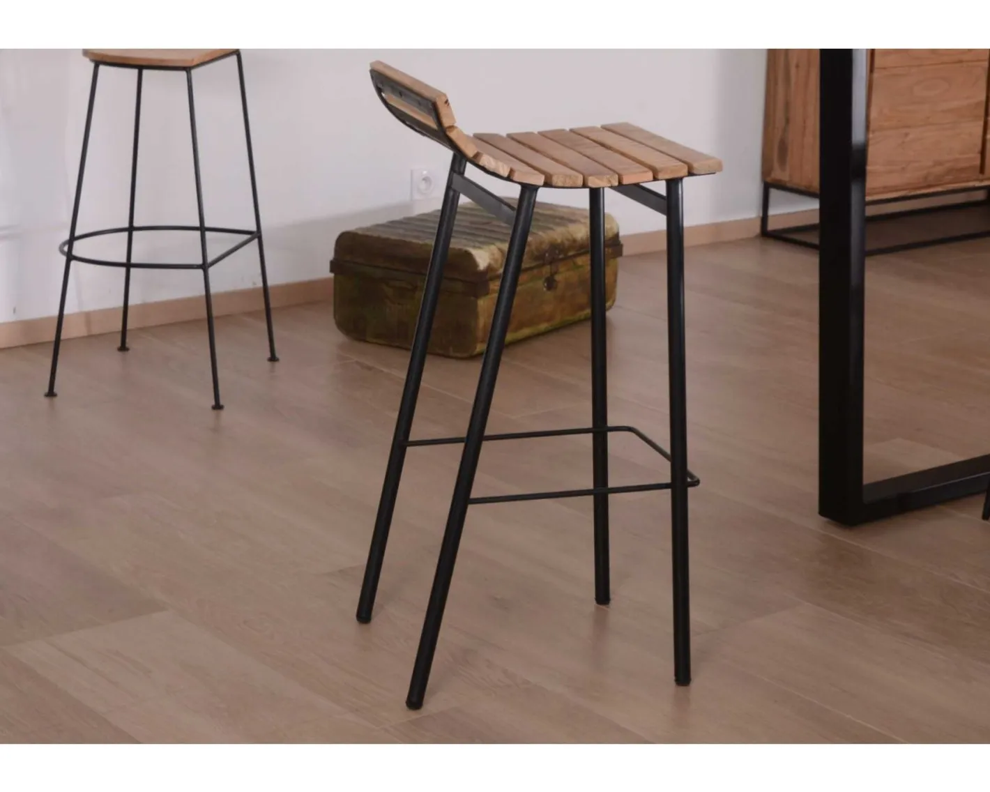 Tabouret de bar design métal et bois massif "Caractère" Chaise De Bar|Tabouret De Bar