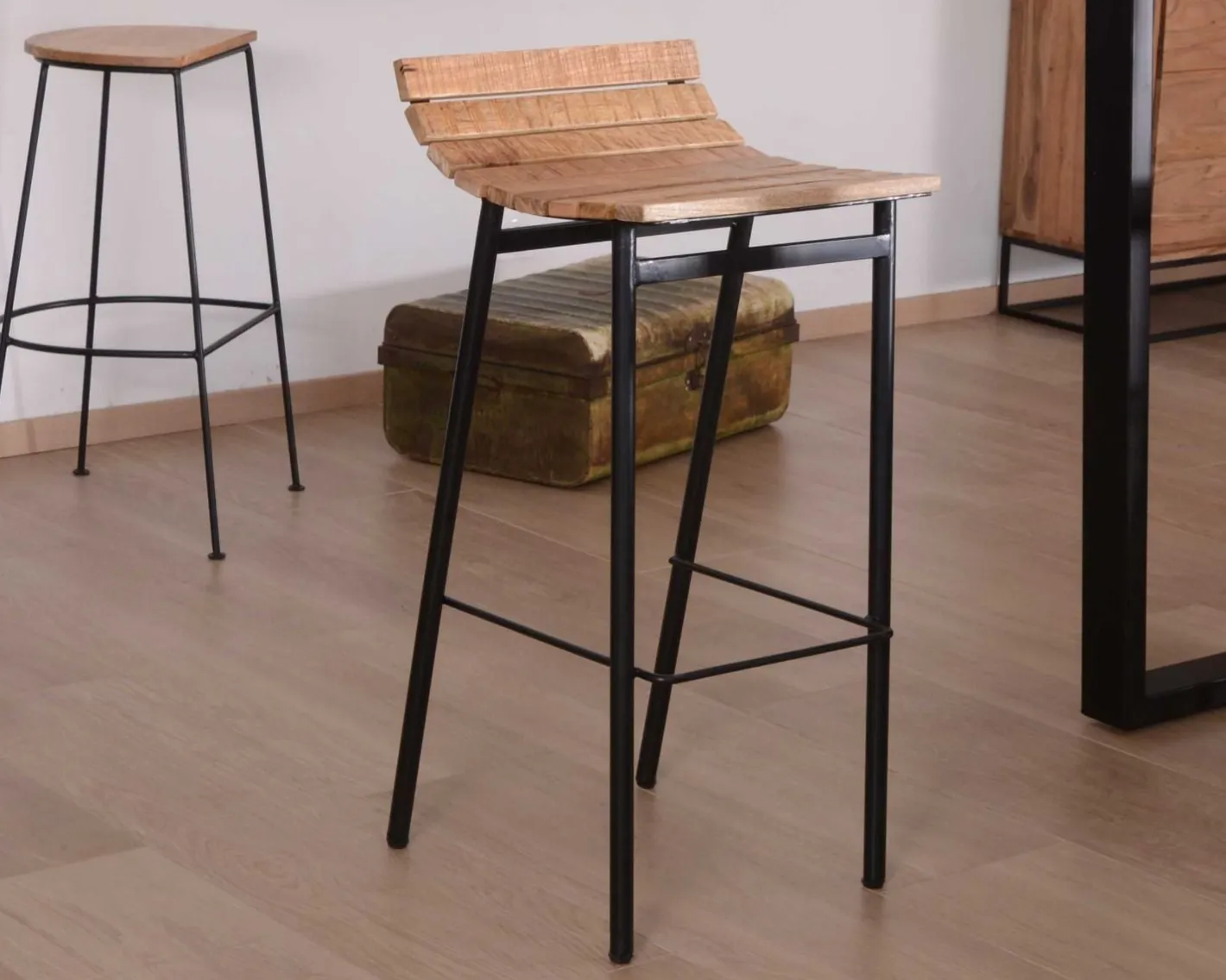 Tabouret de bar design métal et bois massif "Caractère" Chaise De Bar|Tabouret De Bar