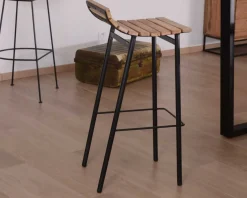 Tabouret de bar design métal et bois massif