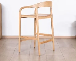Outlet Tabouret de bar en acacia design épuré avec dosseret