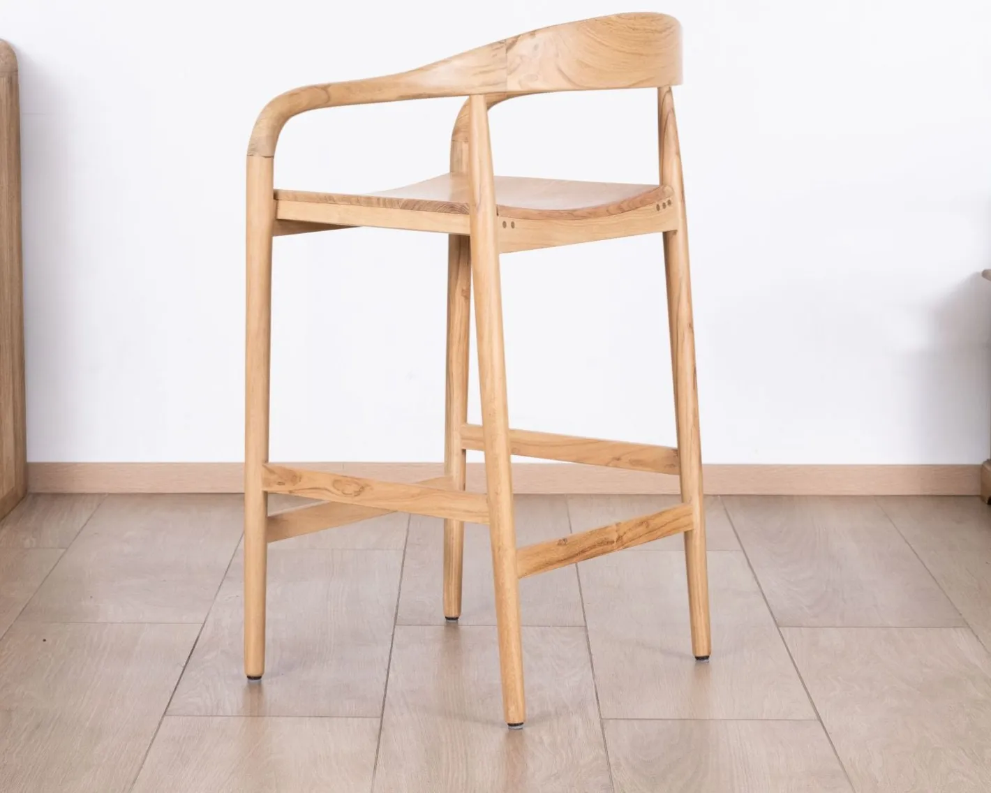Outlet Tabouret de bar en acacia design épuré avec dosseret "Vogue" Tabouret De Bar