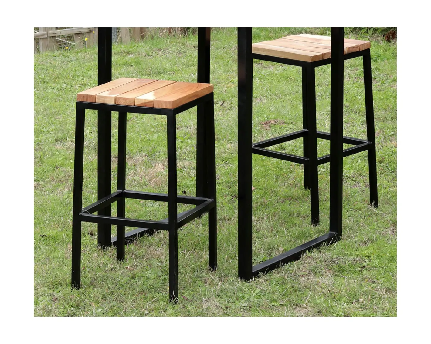 Hot Tabouret de bar en métal et bois exotique "Garden" Tabouret De Bar