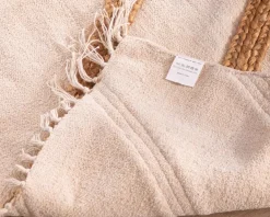 Clearance Tapis beige en coton orné de jute tressée 120 x 180 cm "Ethnic" Décoration