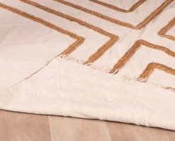 Clearance Tapis beige en coton orné de jute tressée 120 x 180 cm "Ethnic" Décoration