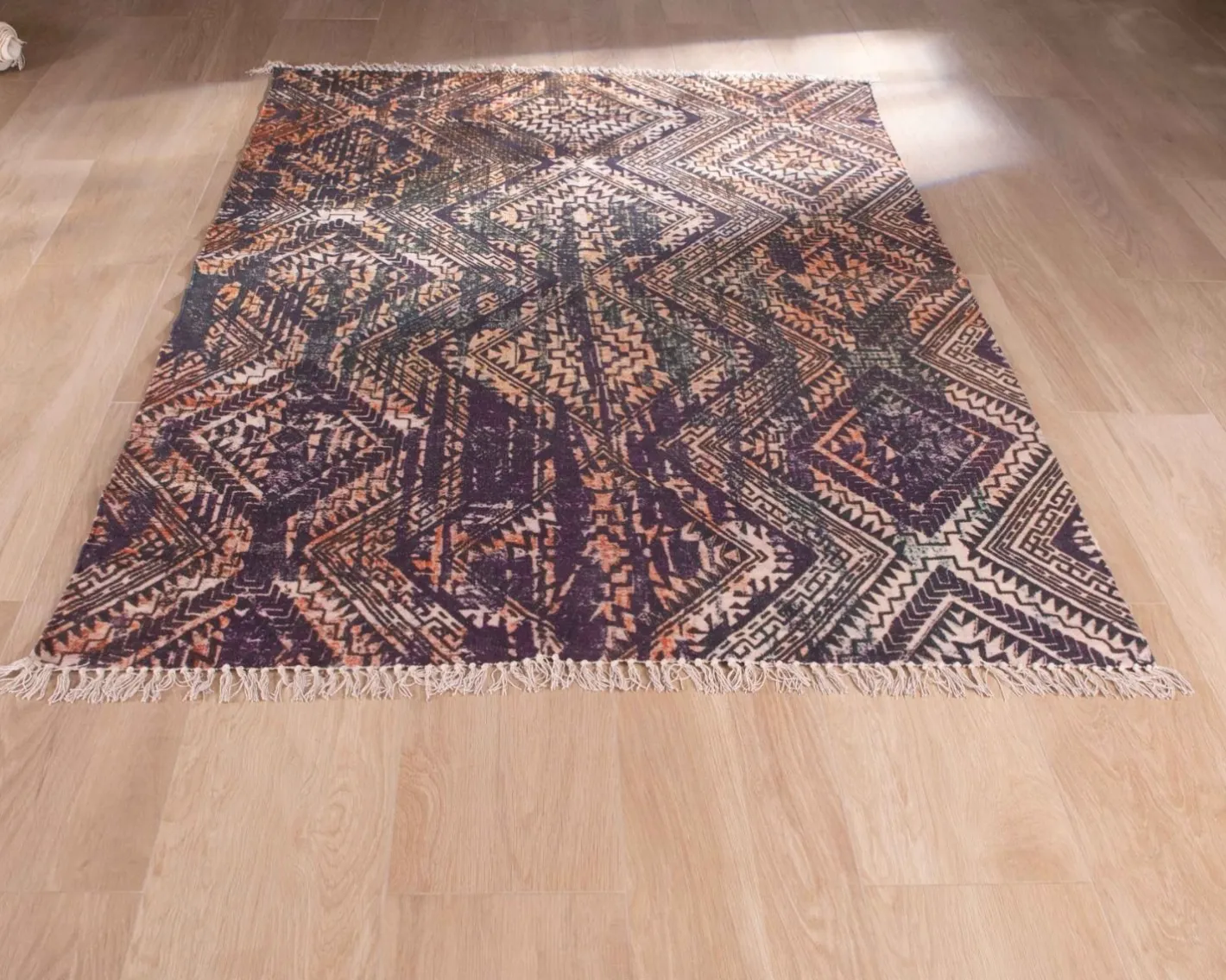 Sale Tapis esprit aztèque motif imprimés en coton "Cocoon" 120x180cm Décoration