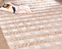 New Tapis fantaisie en coton texturé beige