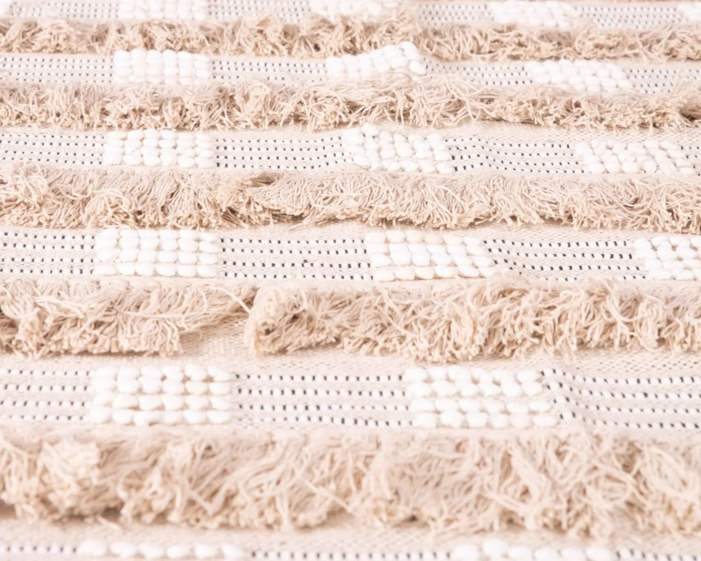 New Tapis fantaisie en coton texturé beige "Matis" 120x180cm Décoration