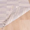 New Tapis rayé bleu clair et crème "Ethnic" dimensions 120x180 cm Décoration